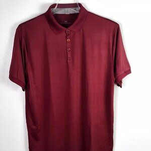 Mio Marino Men Polo Shirt Burgundy Stretch Polyester Spandex Light Weight Large
